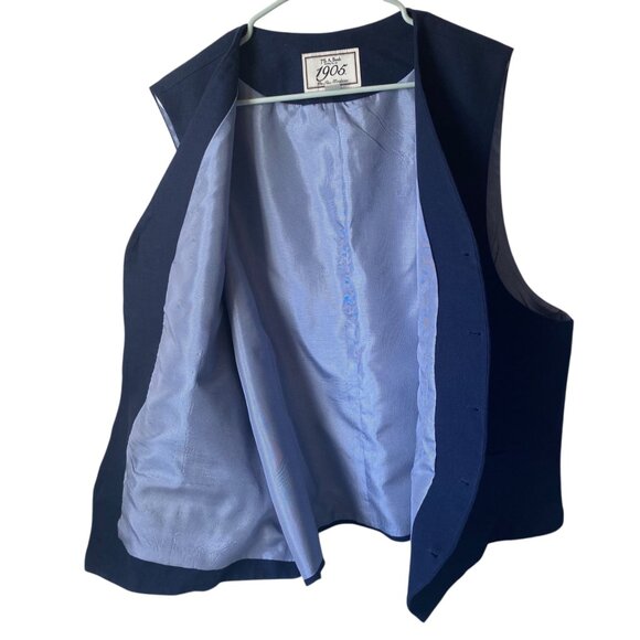 Jos. A. Bank 1905 Men 1X Navy Linen Vest Waistcoat Button Front Wedding Formal - Picture 3 of 7